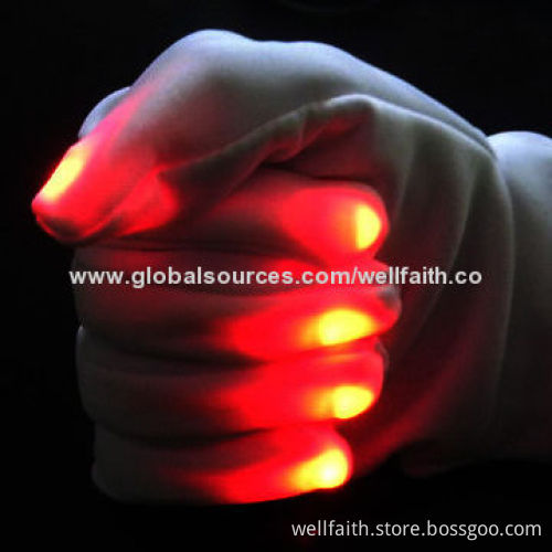 Red Color LED Finger Flashing Gloves, CE, RoHS, UL Marks